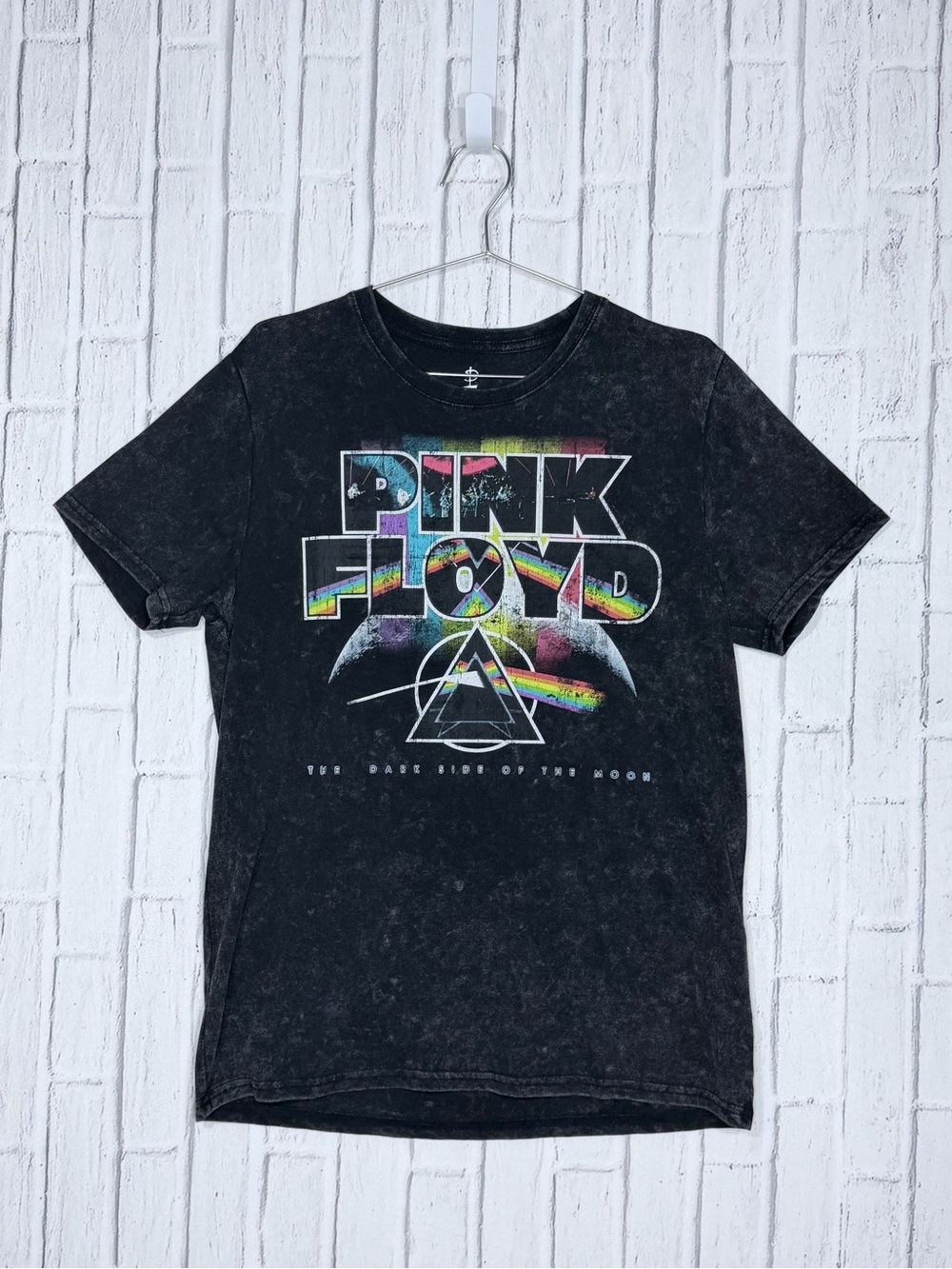 🌈 Pink Floyd Dark Side of the Moon Acid Wash Graphic Tee Medium